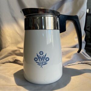 Corningware White and Blue Coffee Carafe